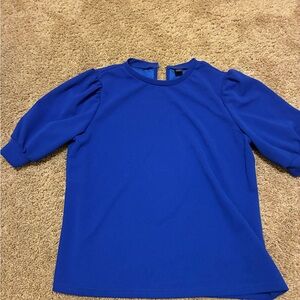 SHEIN Royal Blue Puff Sleeve Blouse
